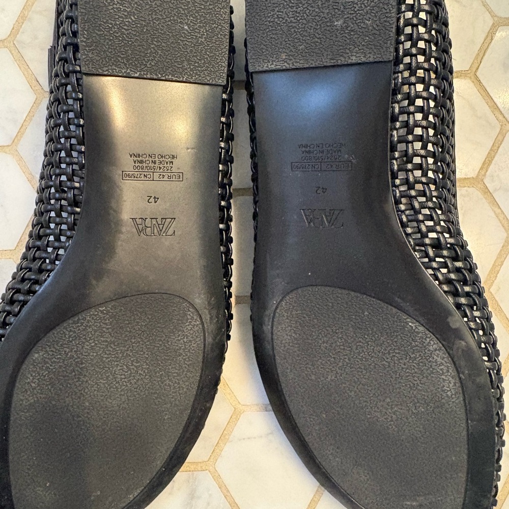 Zara Woven Ballet Flats - Black, Size 42 - Picture 6 of 6